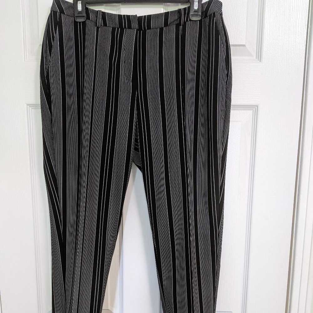 Black Pin Strip CATO Contemporary Pants Size 12
